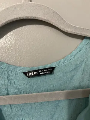 SHEIN blue babydoll blouse with ruffles and tassels thumbnail 2