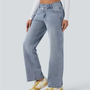 H14.- Halara Flex™ Asymmetric Low Rise Wide Leg Casual Jeans with Pockets. LR thumbnail 3