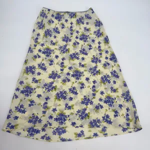 Juno Skirt Womens S Yellow Purple Floral Midi Pull On Lightweight Y2K Style READ thumbnail 1