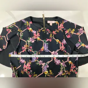 Ted Baker Black Dress with Pink Floral Design Uk 1 (US 4) thumbnail 5