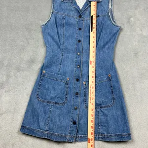 VTG Guess Jeans Junior Sz‎ 3 Mini Dress Blue Denim Sleeveless Button Front 90s thumbnail 6