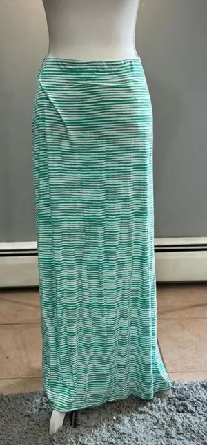 SALE! Green LOFT Outlet Striped Maxi Skirt Size L EUC thumbnail 1