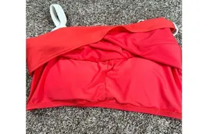 aerie bikini swim set red white ribbed scoop neck longline matching set L thumbnail 7