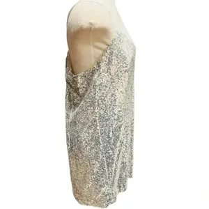Delilaah Mini Dress Strappy V Neck Slip Sequin Dress In Silver Size 10 Nwt thumbnail 5
