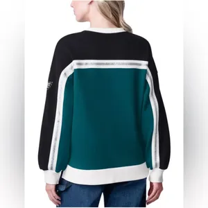 NWT Eagles NFL Team Apparel Silver Glitter Midnight Green Bench Crewneck Glll thumbnail 2