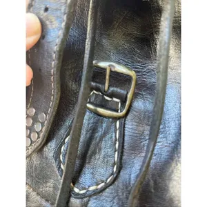 Vintage 70’s leather studded buckles backpack Black thumbnail 16