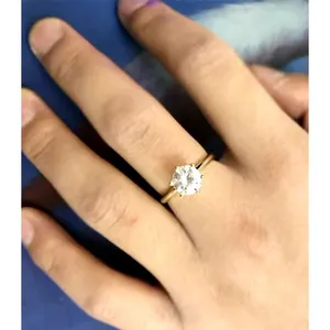 Boutique NEW 2 Ct Solitaire Simulated Diamond 14k Gold Plated S925‎ Engagement Ring thumbnail 13