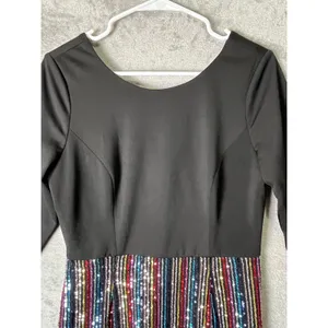 Hutch‎ Sequin Stripe Party Cocktail Mini Dress Black 3/4 Sleeve Women's Size 6 thumbnail 2