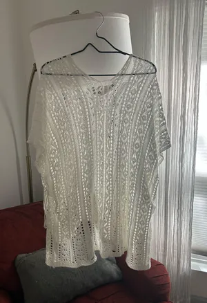 Amazon White swimsuit coverup thumbnail 1