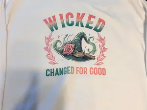 Wicked Changed For Good Graphic Sweatshirt - White with Pink & Green Print thumbnail 2