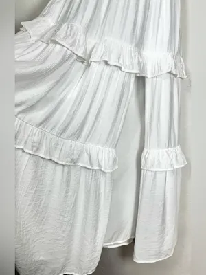 Beivy Off-Shoulder White Ruffle Maxi Dress Size Medium thumbnail 13