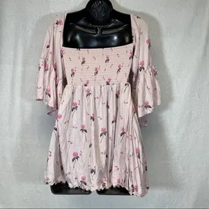 Free People Lana Off The Shoulder Floral Top in Cloud Berry Combo‎ Size S thumbnail 7