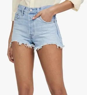 Levi's Women's Premium 501 Original Shorts Lightwash‎ Blue Size 27 Button Fly thumbnail 1