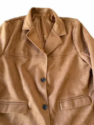 Women's 3 Button Faux Suede Lightweight Lined Jacket Size L #260814 thumbnail 5
