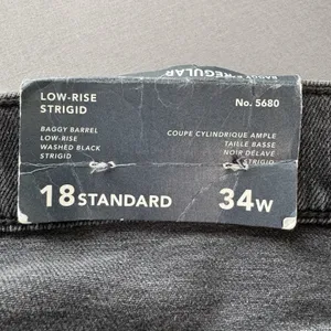 NWT American Eagle Jeans 18 Standard Washed Black Low Rise Strigid Baggy Barrel thumbnail 3
