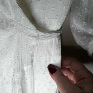 All Saints Jade Off‎ White Ruffle Swiss Dot Wrap Mini Dress thumbnail 10