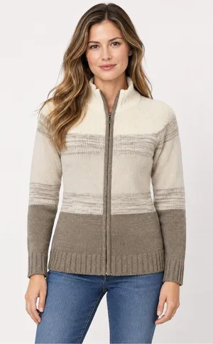 Patagonia 100% Lambswool Full Zip Sweater Jacket Women S Cream Taupe Wool thumbnail 1