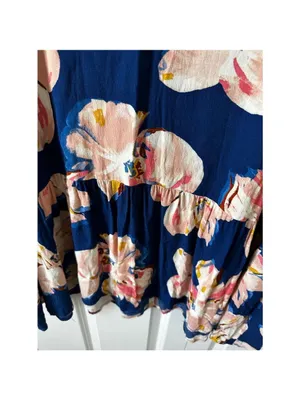 Women's A New Day Navy Floral V-Neck Tiered Dress XL thumbnail 6