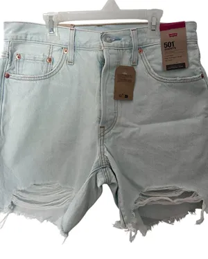 NWT Levi’s 501 Shorts Denim High Rise Button Fly Distressed S11 thumbnail 1
