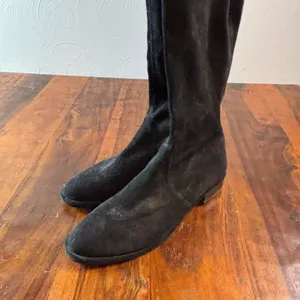 Stuart Weitzman Lowland Black Suede Over the Knee Boots‎ Womens 9 M Low Heel Tie thumbnail 7
