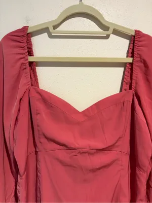 Abercrombie & Fitch Long Sleeve Sweetheart Neck Mini Dress Coral Pink Size Large thumbnail 6