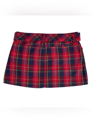 Vintage 90s Abercrombie & Fitch Plaid Wool Blend Belted Mini Skirt Size 8 thumbnail 6