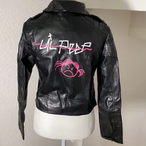 Women’s Black Faux Leather Jacket Small Lil Peep NWT thumbnail 5