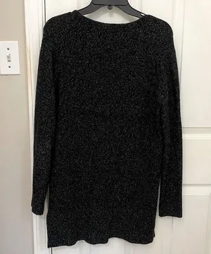 Oversized Wool Blend Buttoned Cardigan in Marled Black thumbnail 5