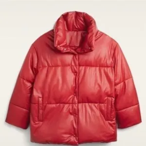 Avec Les Filles Red Short Boxy Puffer Jacket thumbnail 1