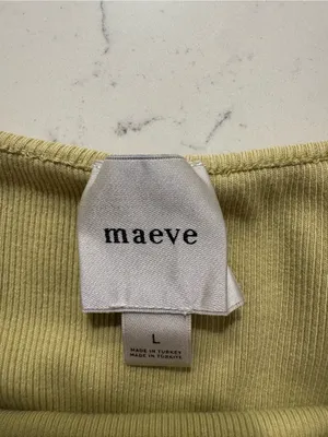 Maeve Anthropologie Ribbed Drop Waist Midi Dress Olive Green Cream Large thumbnail 8