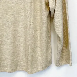 Lush Knit Top Sweater Womens Medium Turtleneck Oatmeal Minimalist Lagenlook Fall thumbnail 4