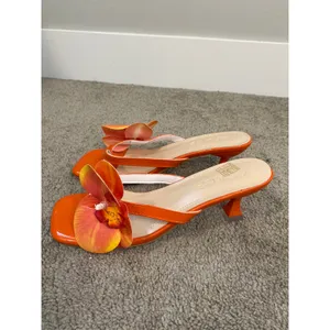 New SHUSHOP Grace Orange Orchid Flower Heels EU 38 US 8 thumbnail 6