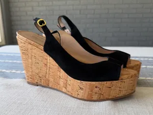 Stuart Weitzman Riviera Slingback Wedge Platform Sandals Size 7.5 thumbnail 1