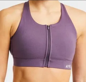 AYBL Purple Zip Up Sports Bra Womens M Athleisure Sportswear thumbnail 1