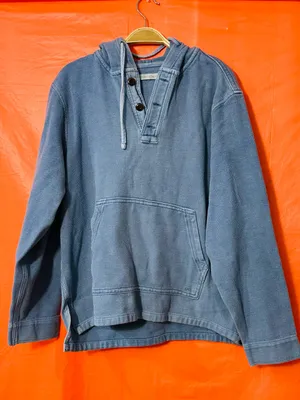Outerknown Women's Faded Denim-Blue Cotton Hooded Pullover thumbnail 3
