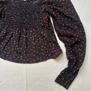 Julia Sweetheart Cherry Print Long Sleeve Top Blouse thumbnail 10
