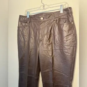 Newport News Jeanology brown leather pants size 14 thumbnail 2