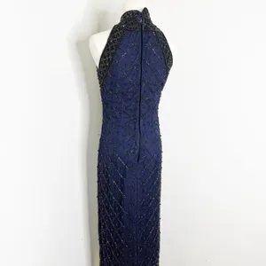Laurence Kazar Beaded Gown Women’s Small Navy Silk Mermaid Vibes thumbnail 4
