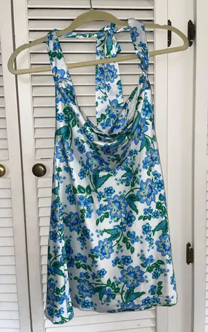 Beginning Boutique Blue Floral Strapless Dress thumbnail 3