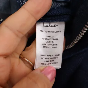 Lulus Denim Skirt Womens L Dark Wash Blue Side Slit Elastic Back Excellent thumbnail 3