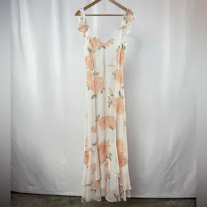 Lulus Take You‎ There Floral Print Maxi Dress in Ivory Size Small thumbnail 6