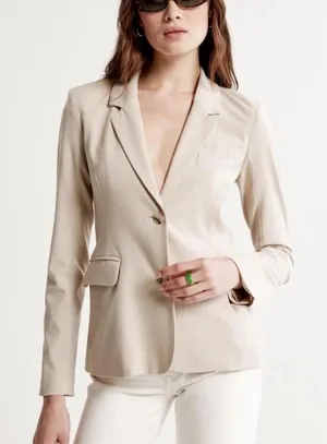 Abercrombie & Fitch Womens Slim Blazer XS Tan Tailored Old Money Academia Career thumbnail 1