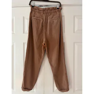 Free‎ People Brown Paperbag Waist Tapered Pleated Pants Small High Rise Cropped thumbnail 3
