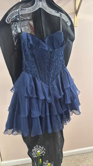Sherri Hill Homecoming Navy Blue Dress thumbnail 1