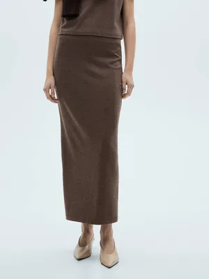 Mango MNG - NWT Brown Knit Maxi Skirt Pencil Style thumbnail 3