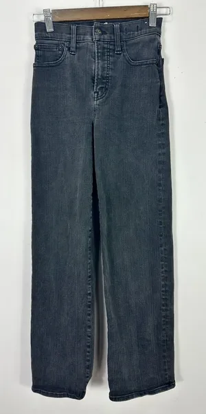 Madewell The Perfect Vintage Wide-Leg Jeans Black Womens 23 Lunar Wash 90s Retro thumbnail 1