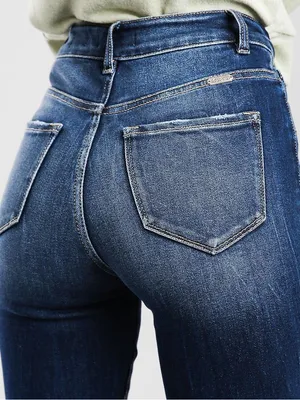 Kancan Ultra High Rise Super Flare Diana Distressed Denim‎ Jeans thumbnail 4