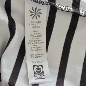 Athleta‎ Black and White Stripe Ace Racer Tank Top Mesh Details Pockets Size S thumbnail 10
