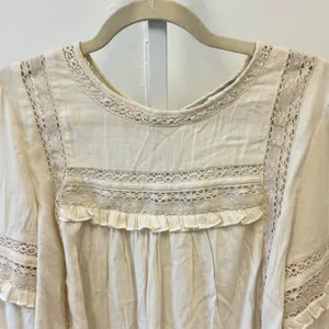 NWT American Eagle Outfitters Boho Babydoll Lightweight Blouse Keyhole Cream Med thumbnail 4