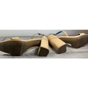 Worthington Faux Suede Ankle Strap Block Heel Sandals - Beige/Tan* 8.5 thumbnail 10